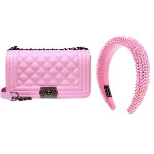 Pink Handbag with matching bling headband